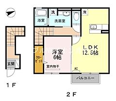 岡山県倉敷市西阿知町西原（賃貸アパート1LDK・2階・52.21㎡） その2