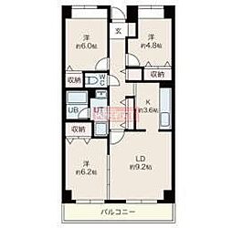 目黒本町マンション 3LDKの間取図画像