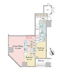 ウエストパークタワー池袋 2LDKの間取図画像