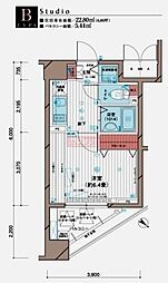 メインステージ五反田駅前 1Kの間取図画像