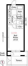 グローリオシェルト池袋V 1Kの間取図画像