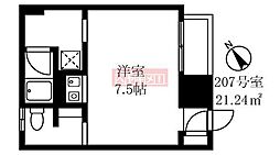 サンダーソンレジデンス 1Kの間取図画像