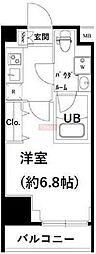 メインステージ三田アーバンスクエア 1Kの間取図画像