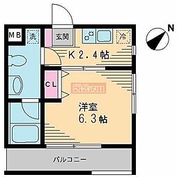 モンターリーブル美幸1 1Kの間取図画像