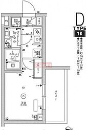 スカイコートヒルズ品川御殿山 1Kの間取図画像
