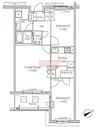 ヒューリックコート元代々木 2LDKの間取図画像
