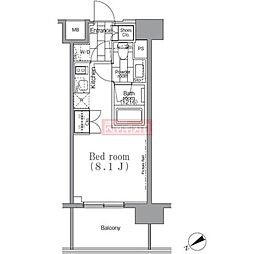 パークハビオ目黒リバーサイド ワンルームの間取図画像