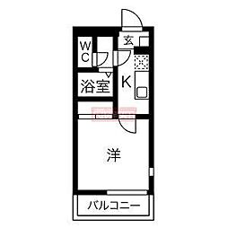 リヴェール長崎 1Kの間取図画像