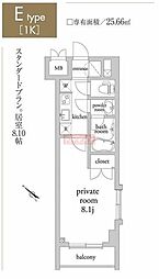 アーベイン常盤台 1Kの間取図画像