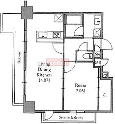 TOTSURESIDENCESHIBA 1LDKの間取図画像