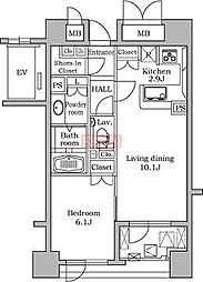 レジディア代官山 1LDKの間取図画像