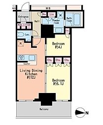 ルミナリータワー池袋 2LDKの間取図画像