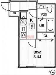 ルクール平和台 1Kの間取図画像