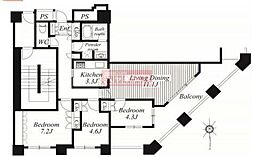 ディアマークスキャピタルタワー 3LDKの間取図画像