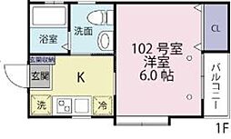 ノンナティー 1Kの間取図画像