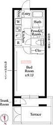 グローリオシェルト池袋V 1Kの間取図画像