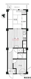 羽根木パークハイツ 2DKの間取図画像