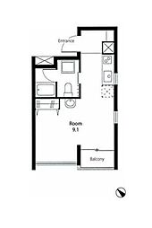 アパートメント空 ワンルームの間取図画像