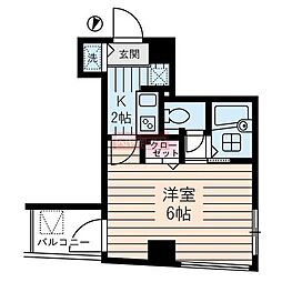 アムス東池袋 1Kの間取図画像