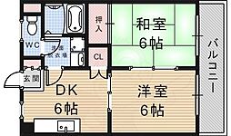 シャルム・オーリン1 2DKの間取図画像