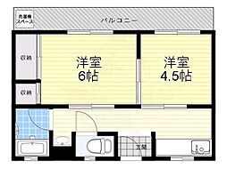 吉田マンション 2Kの間取図画像