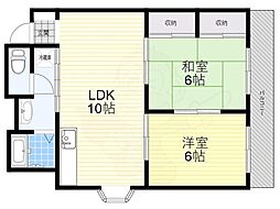 シャンボール宝塚 2LDKの間取図画像