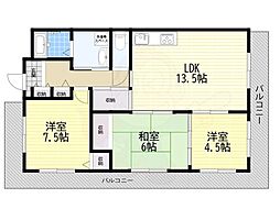 ヌーベルヴァーグ宝塚 3LDKの間取図画像