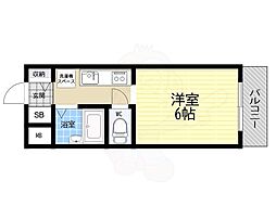 カレント宝塚 1Kの間取図画像