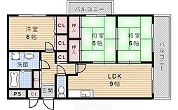 グランドゥール平井 3LDKの間取図画像