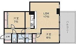 グランドール宝塚 2LDKの間取図画像