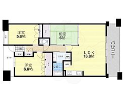 リーデンスクエア宝塚リバージュ 3LDKの間取図画像