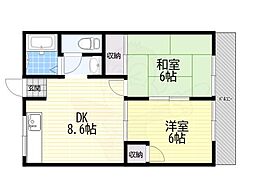 グリーンハイツ 2DKの間取図画像