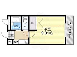 南花屋敷エイティーンハウス 1Kの間取図画像