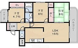 グランヴィラージュ逆瀬川 3LDKの間取図画像