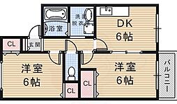 紅葉ガ丘フォーテック1 2DKの間取図画像