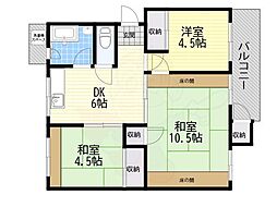 県公社東仁川団地4号棟 3DKの間取図画像