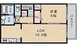 ヴィラージュ桜ガ丘 1LDKの間取図画像