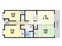 パセオ清荒神1棟 3LDKの間取図画像