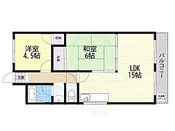 リバーハイツ小花 2LDKの間取図画像