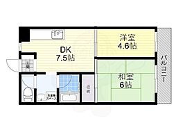 エルフォンテ宝塚 2DKの間取図画像