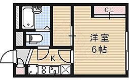 レオパレスベルコート 1Kの間取図画像