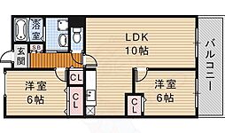 グリーンコート西田 2LDKの間取図画像