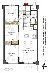八王子サニーハイツ 3LDKの間取図画像