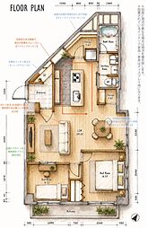 西八王子ハイツB棟 2LDKの間取図画像