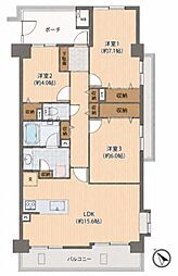 グリーンコーポ相模原パークサイド 3LDKの間取図画像