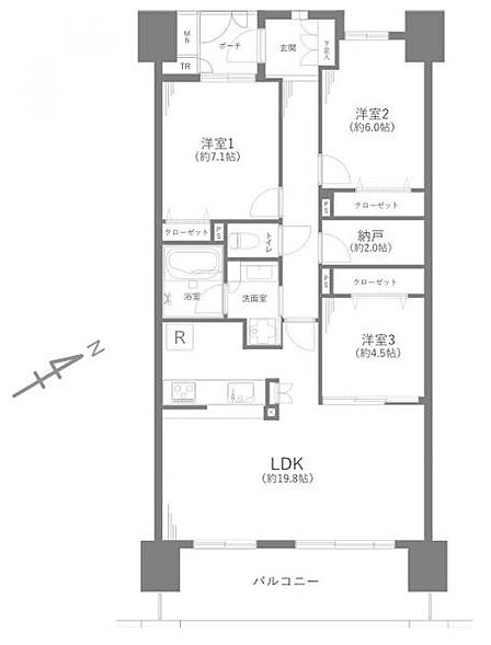 3LDK 間取り