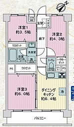 ライオンズマンション淵野辺駅前通り 3DKの間取図画像