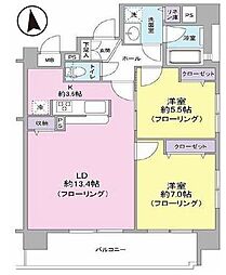 レアシス相模原駅前 2LDKの間取図画像