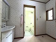 ゆったりした洗面脱衣所〜収納スペースも充実