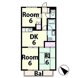 サープラスみくもA 3DKの間取図画像
